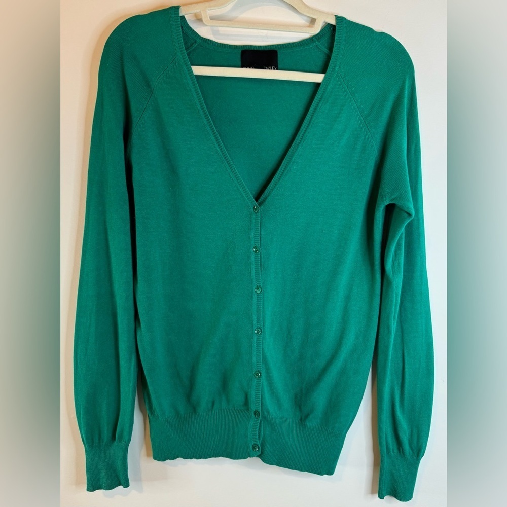 Cynthia Rowley Women’s Teal Green V-Neck Long Sleeve Cardigan Sweater Size M